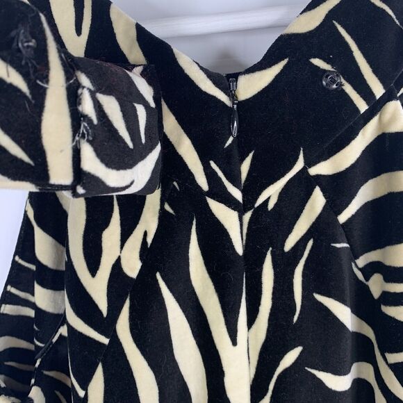 Milly New York Sz 4 Dress Y2K Zebra Animal Print Velvet Sleeveless Sheath Black - Picture 9 of 16